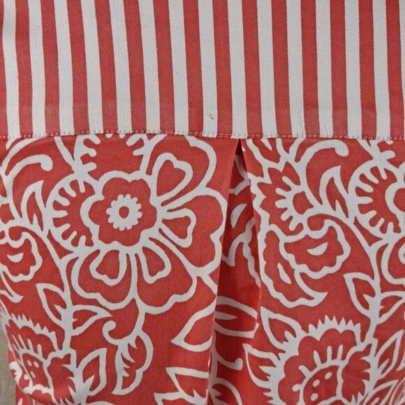 Gretchen Scott Designs Size Small Coral and White Collared Shirt 3/4 Sleeves - Picture 8 of 14